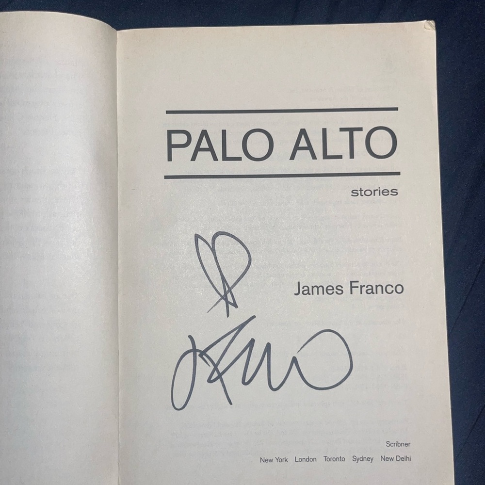 James Franco double signed Palo Alto book